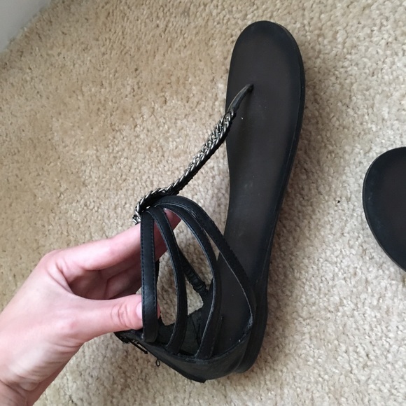 Qupid Shoes - Black and Silver Sandals